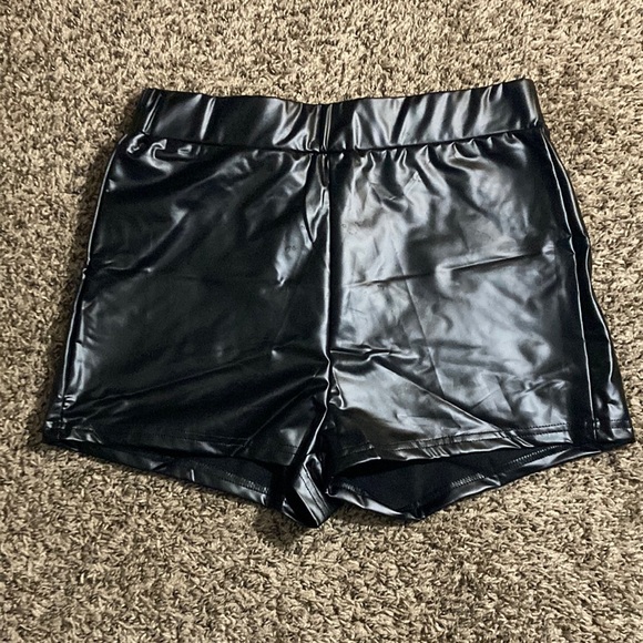 Pants - Faux Leather Shorts
